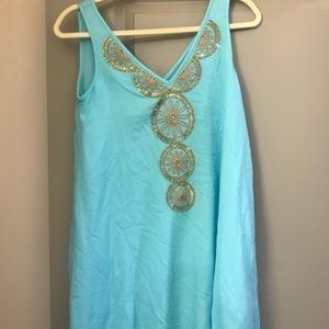 Lilly Pulitzer light blue beaded neckline dress